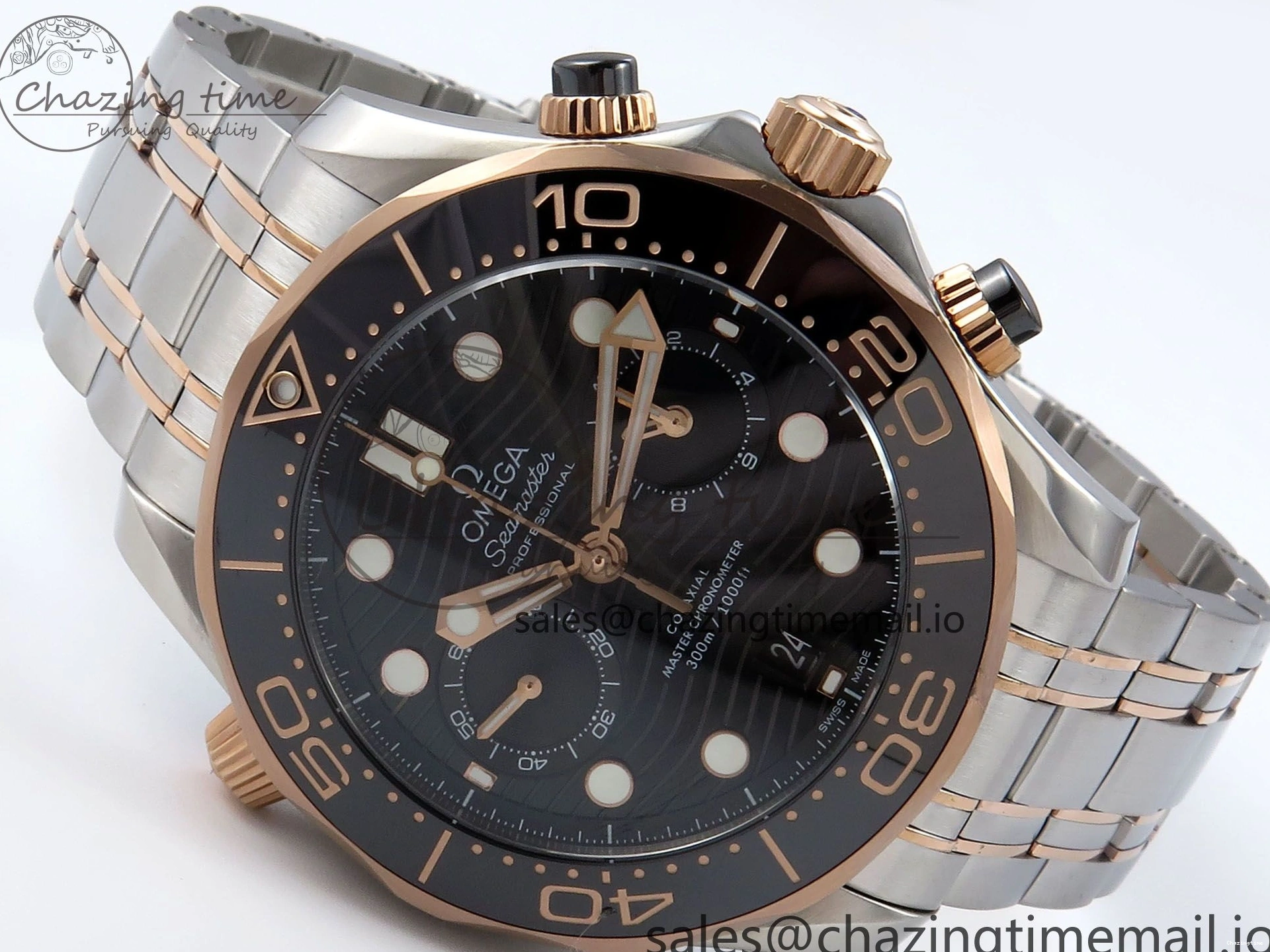 0111 Seamaster 300m Chrono SS YG OMF 1:1 Best Edition Blue Dial on SS YG Bracelet A Popular 7685